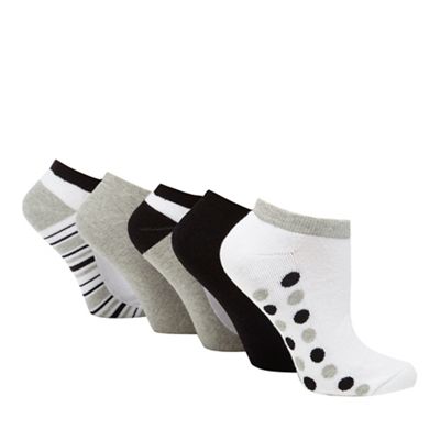 Pack of five grey printed trainer socks